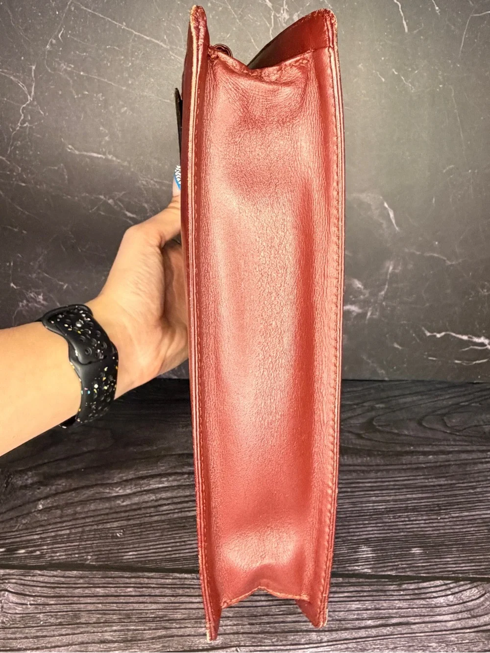 Cartier Vintage Bordeaux Leather Cosmetic Bag Toiletry Pouch COA & Dust Bag